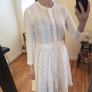 Maje White Lace Midi Dress
